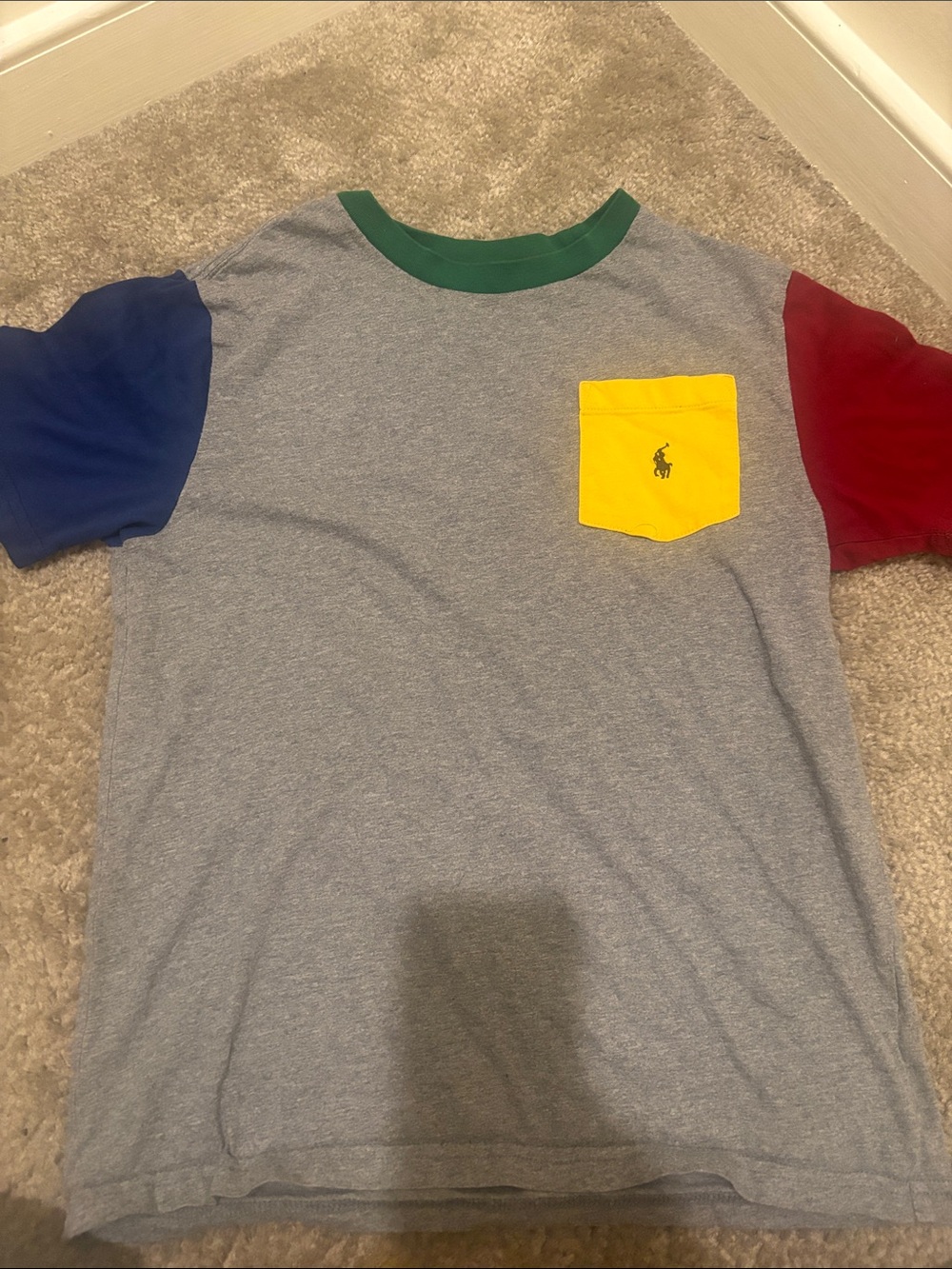 Kids Colorblock Pocket Tee - Gray with Yellow Pocket
